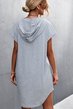Load image into Gallery viewer, Two-Tone Drawstring Detail Hooded Dress