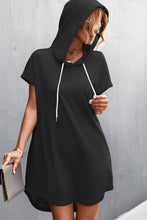 Load image into Gallery viewer, Two-Tone Drawstring Detail Hooded Dress