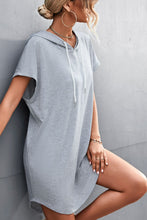 Load image into Gallery viewer, Two-Tone Drawstring Detail Hooded Dress