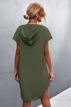 Load image into Gallery viewer, Two-Tone Drawstring Detail Hooded Dress