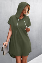 Load image into Gallery viewer, Two-Tone Drawstring Detail Hooded Dress