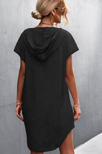 Load image into Gallery viewer, Two-Tone Drawstring Detail Hooded Dress