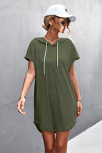 Load image into Gallery viewer, Two-Tone Drawstring Detail Hooded Dress