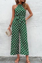 Load image into Gallery viewer, Polka Dot Grecian Wide Leg Jumpsuit