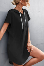 Load image into Gallery viewer, Two-Tone Drawstring Detail Hooded Dress