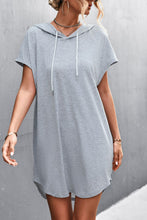 Load image into Gallery viewer, Two-Tone Drawstring Detail Hooded Dress