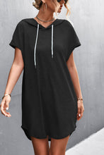 Load image into Gallery viewer, Two-Tone Drawstring Detail Hooded Dress