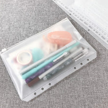 Load image into Gallery viewer, 12PCS Convenient Clear PVC A5 A6 A7 Binder Pockets Clear Zipper Folders For 6-Ring Notebook Binder Files Reports Binder