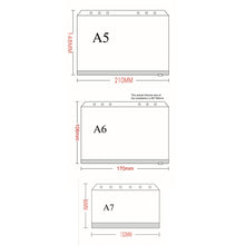 Load image into Gallery viewer, 12PCS Convenient Clear PVC A5 A6 A7 Binder Pockets Clear Zipper Folders For 6-Ring Notebook Binder Files Reports Binder